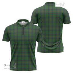 ScotsTee Shop Scottish Kennedy Clan Tartan Zipper Polo Shirt