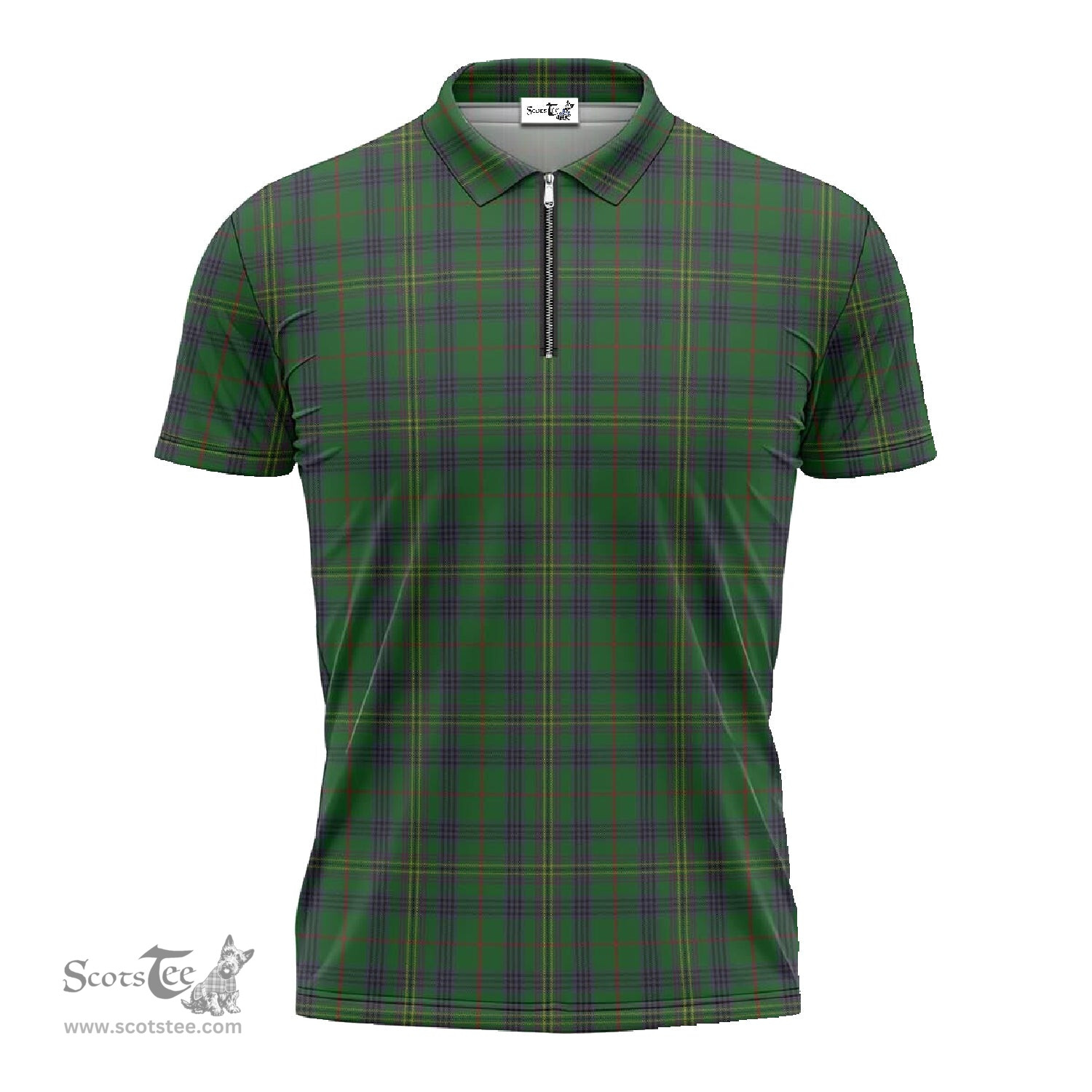 ScotsTee Shop Scottish Kennedy Clan Tartan Zipper Polo Shirt