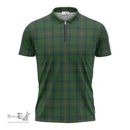ScotsTee Shop Scottish Kennedy Clan Tartan Zipper Polo Shirt