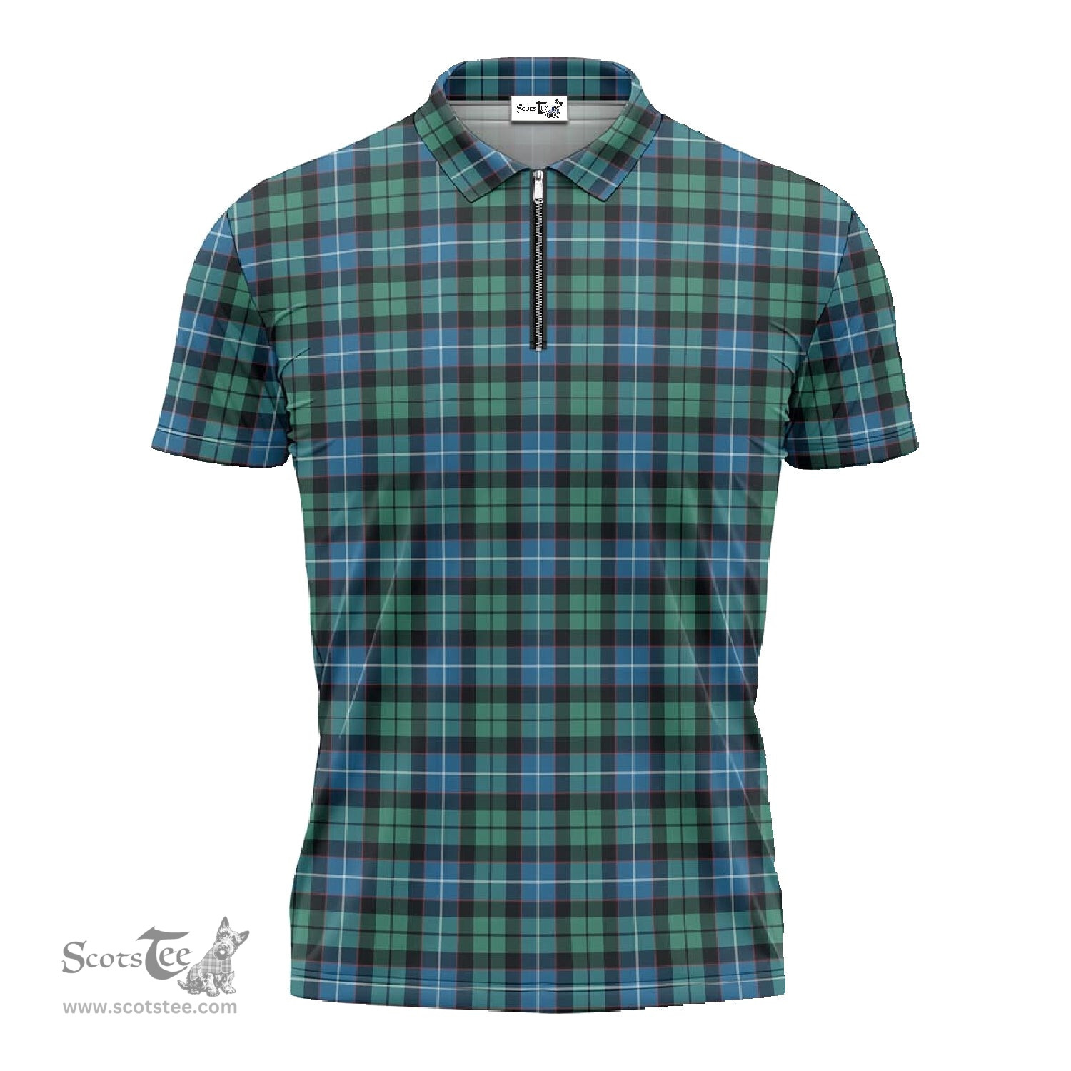 ScotsTee Shop Scottish Galbraith Ancient Clan Tartan Zipper Polo Shirt
