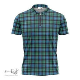 ScotsTee Shop Scottish Galbraith Ancient Clan Tartan Zipper Polo Shirt