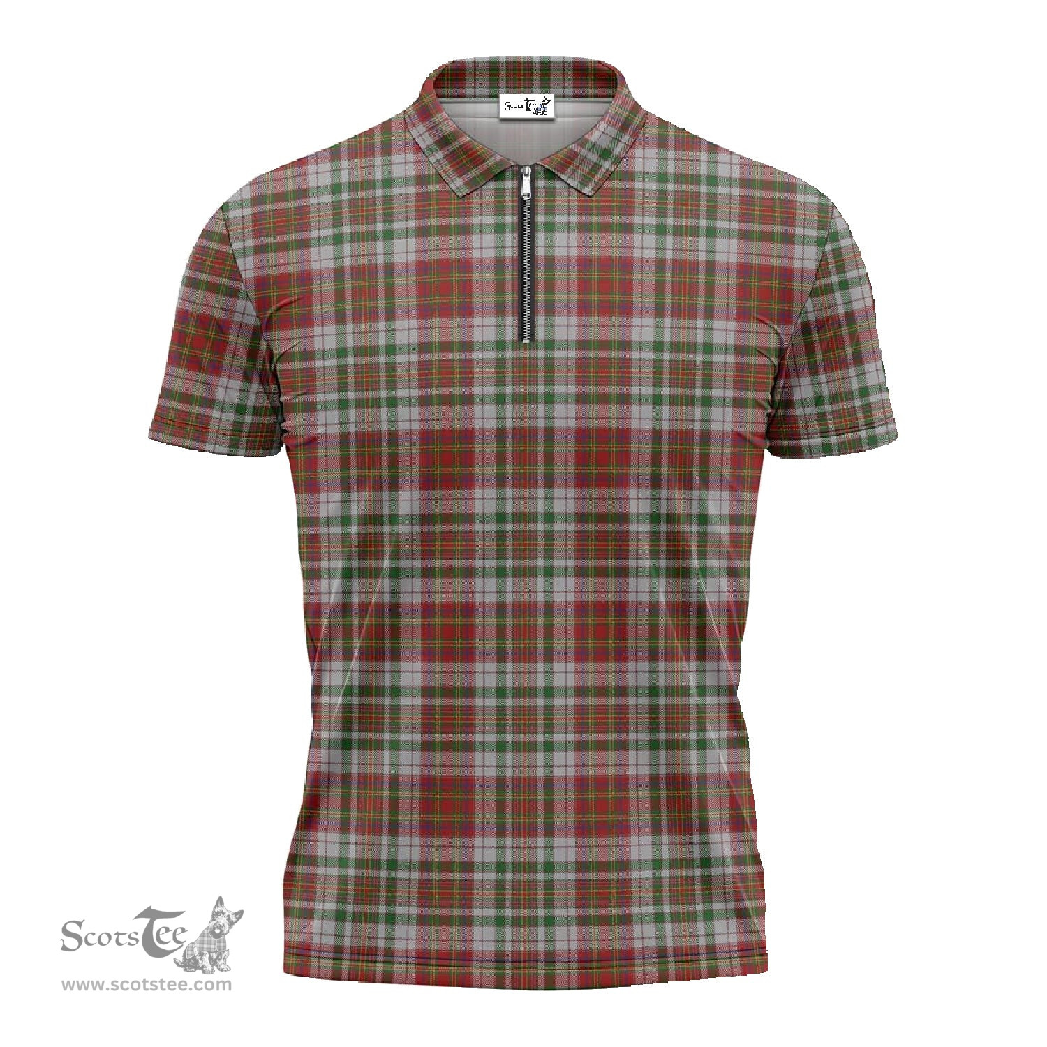 ScotsTee Shop Scottish MacAlister Dress Clan Tartan Zipper Polo Shirt