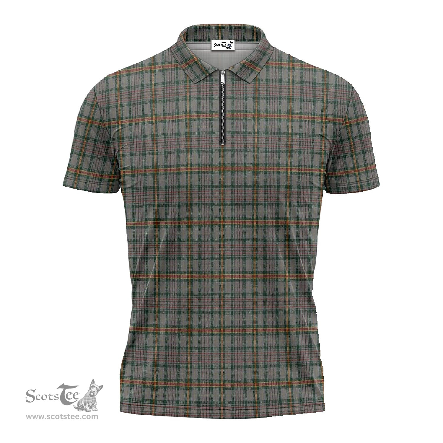 ScotsTee Shop Scottish Howell of Wales Clan Tartan Zipper Polo Shirt