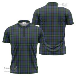 ScotsTee Shop Scottish Gow Hunting Clan Tartan Zipper Polo Shirt