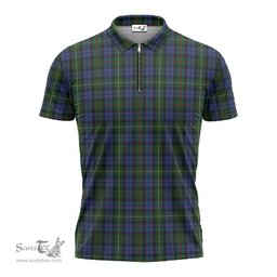 ScotsTee Shop Scottish Gow Hunting Clan Tartan Zipper Polo Shirt