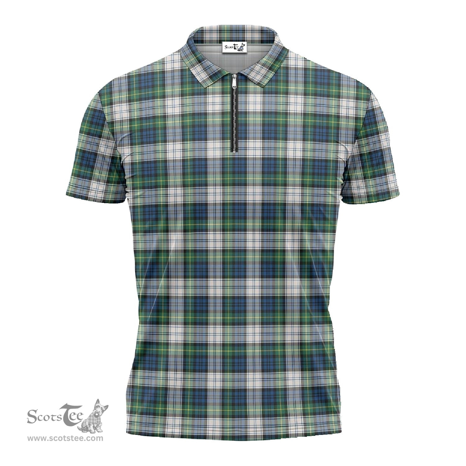 ScotsTee Shop Scottish Gordon Dress Ancient Clan Tartan Zipper Polo Shirt