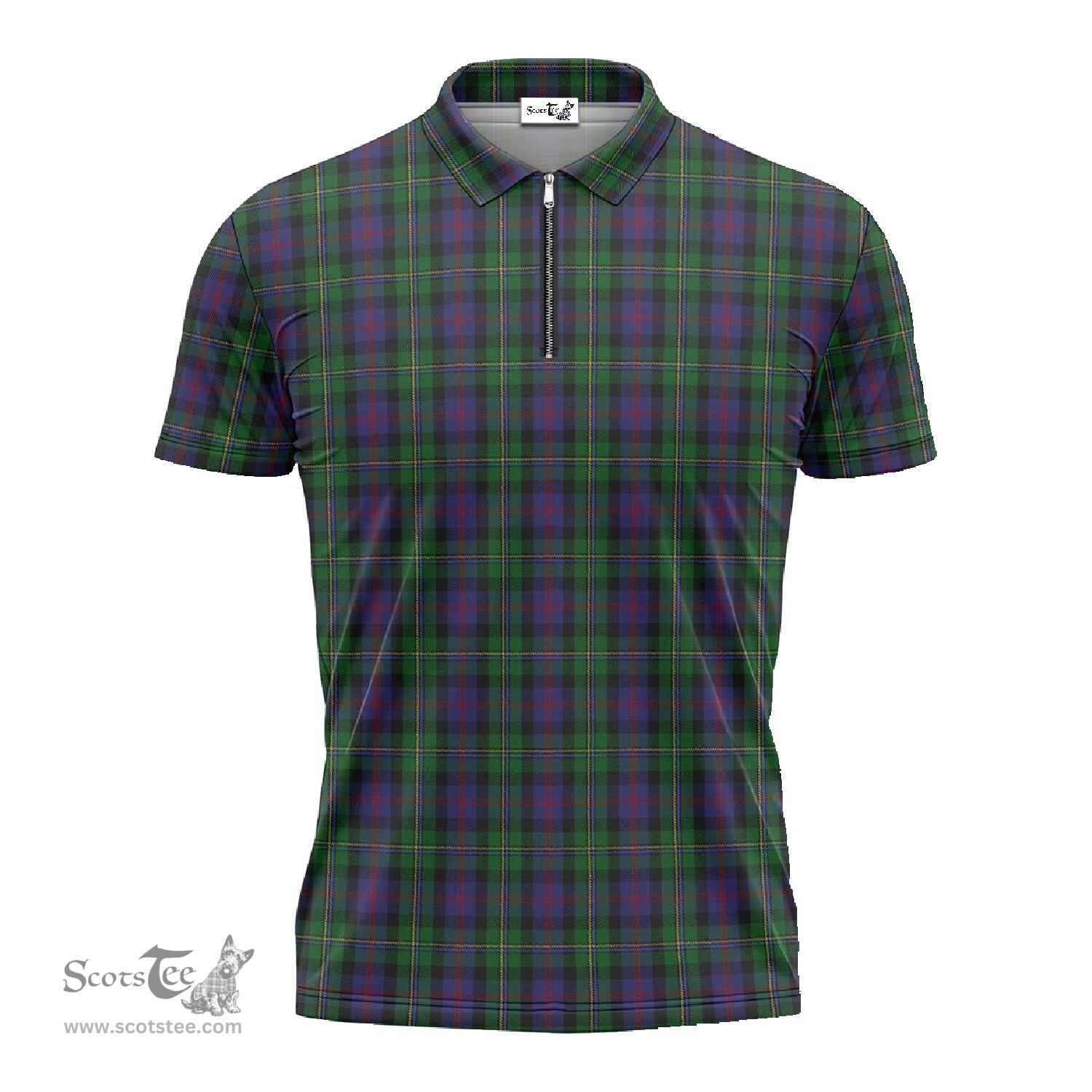 ScotsTee Shop Scottish MacCallum Clan Tartan Zipper Polo Shirt