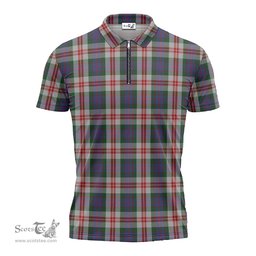 ScotsTee Shop Scottish Fraser Red Dress Clan Tartan Zipper Polo Shirt