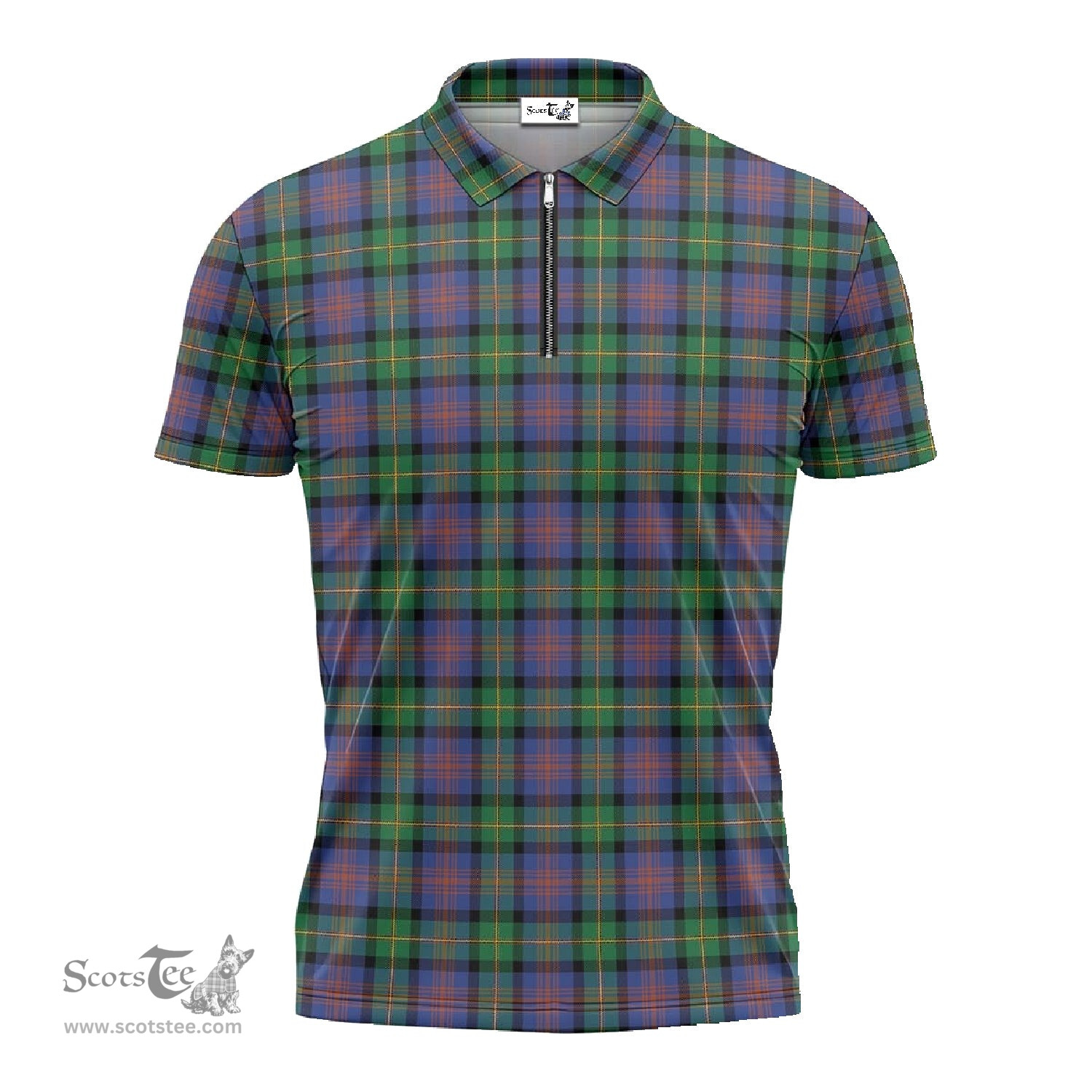 ScotsTee Shop Scottish Logan Ancient Clan Tartan Zipper Polo Shirt