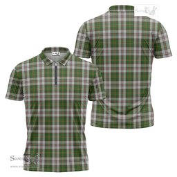 ScotsTee Shop Scottish Hay White Dress Clan Tartan Zipper Polo Shirt