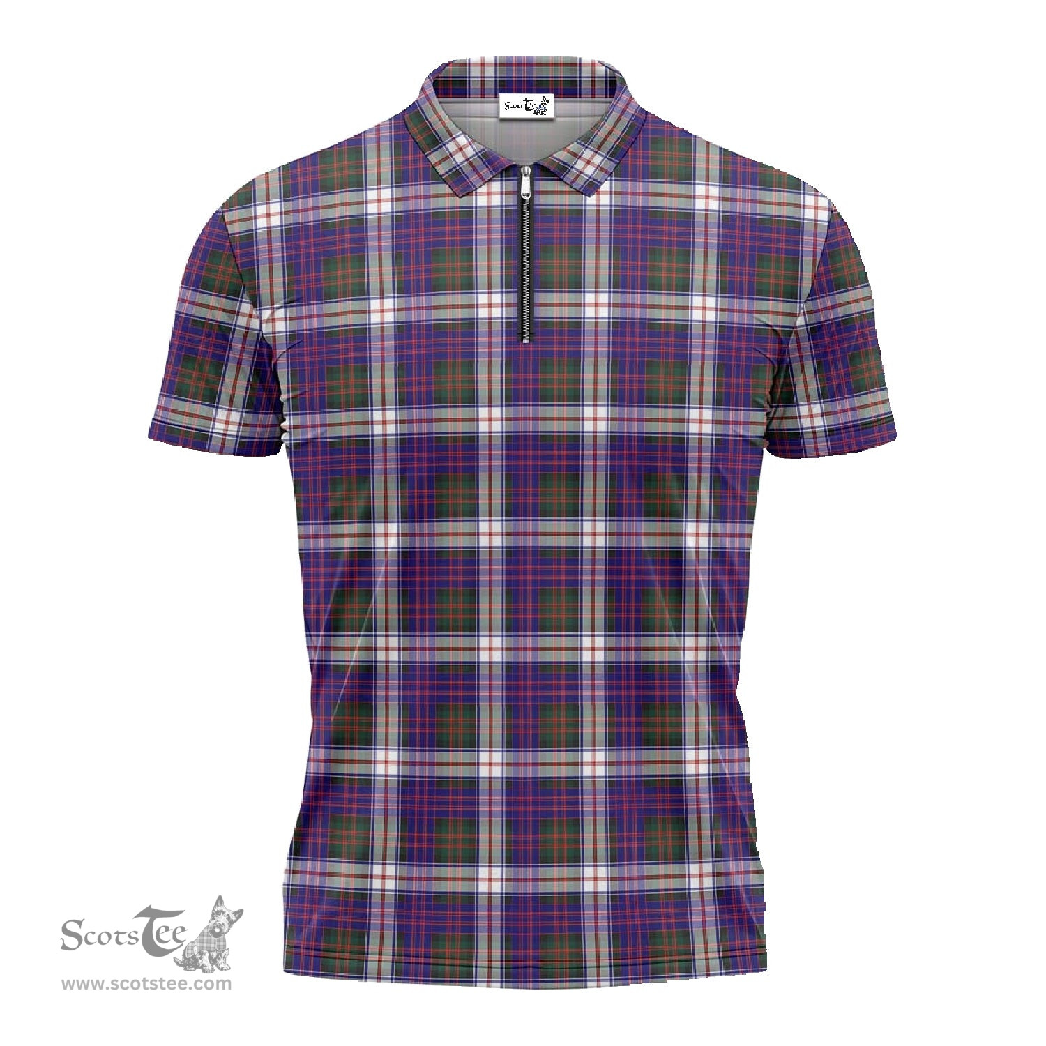 ScotsTee Shop Scottish MacDonald Dress Modern Clan Tartan Zipper Polo Shirt