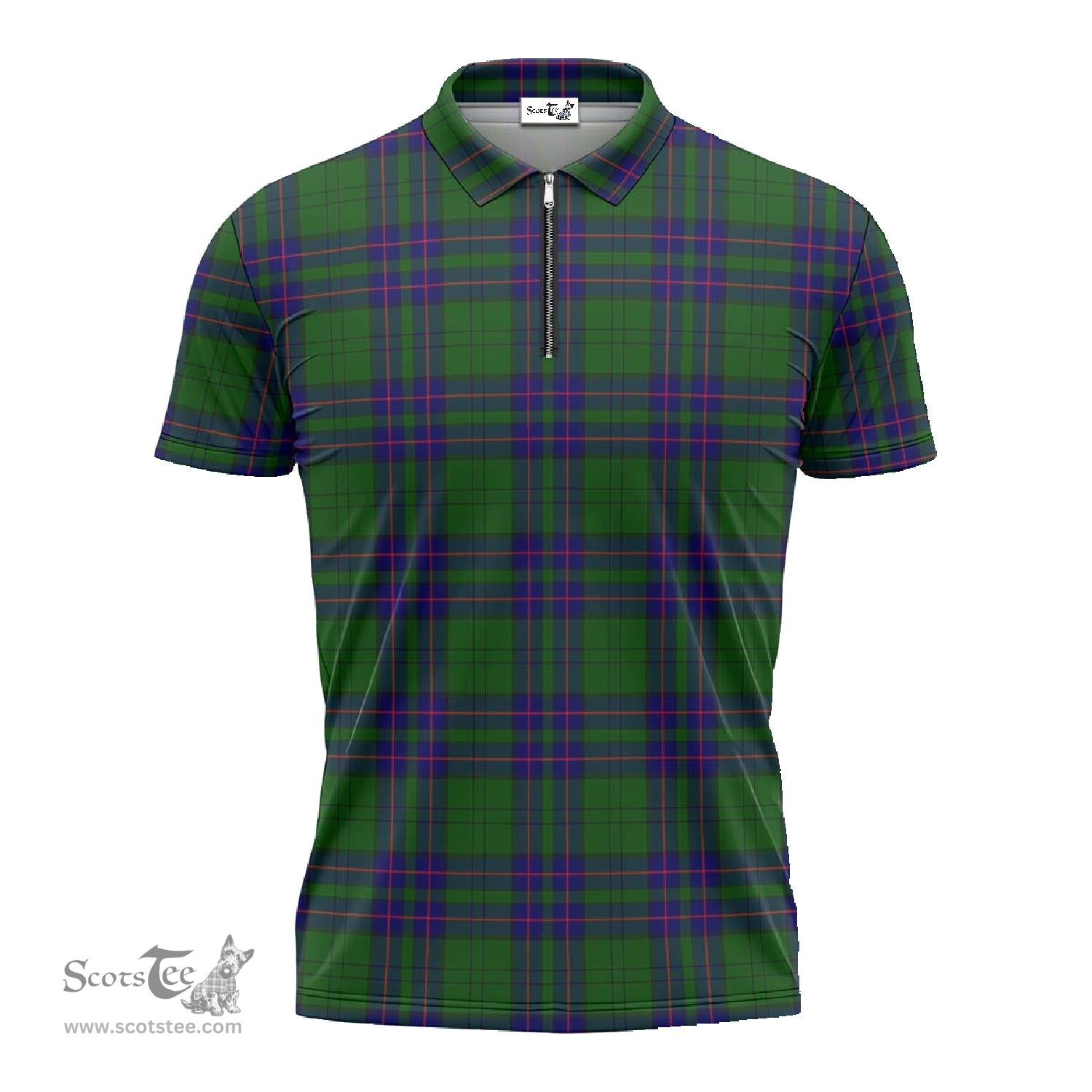 ScotsTee Shop Scottish Lockhart Modern Clan Tartan Zipper Polo Shirt