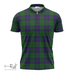 ScotsTee Shop Scottish Lockhart Modern Clan Tartan Zipper Polo Shirt