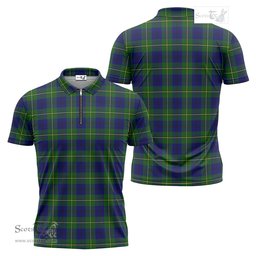 ScotsTee Shop Scottish Johnstone-Johnston Modern Clan Tartan Zipper Polo Shirt