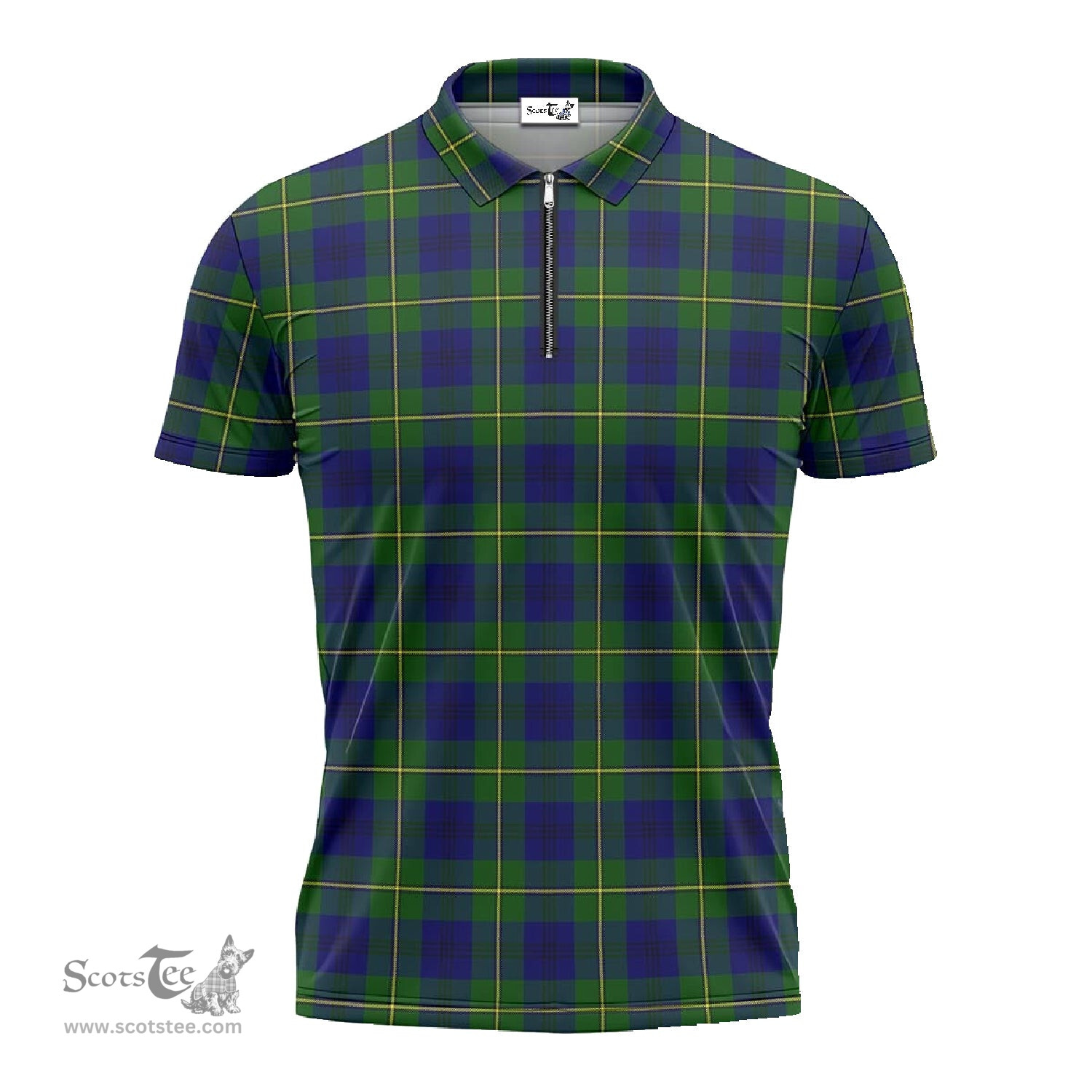 ScotsTee Shop Scottish Johnstone-Johnston Modern Clan Tartan Zipper Polo Shirt