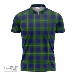 ScotsTee Shop Scottish Johnstone-Johnston Modern Clan Tartan Zipper Polo Shirt
