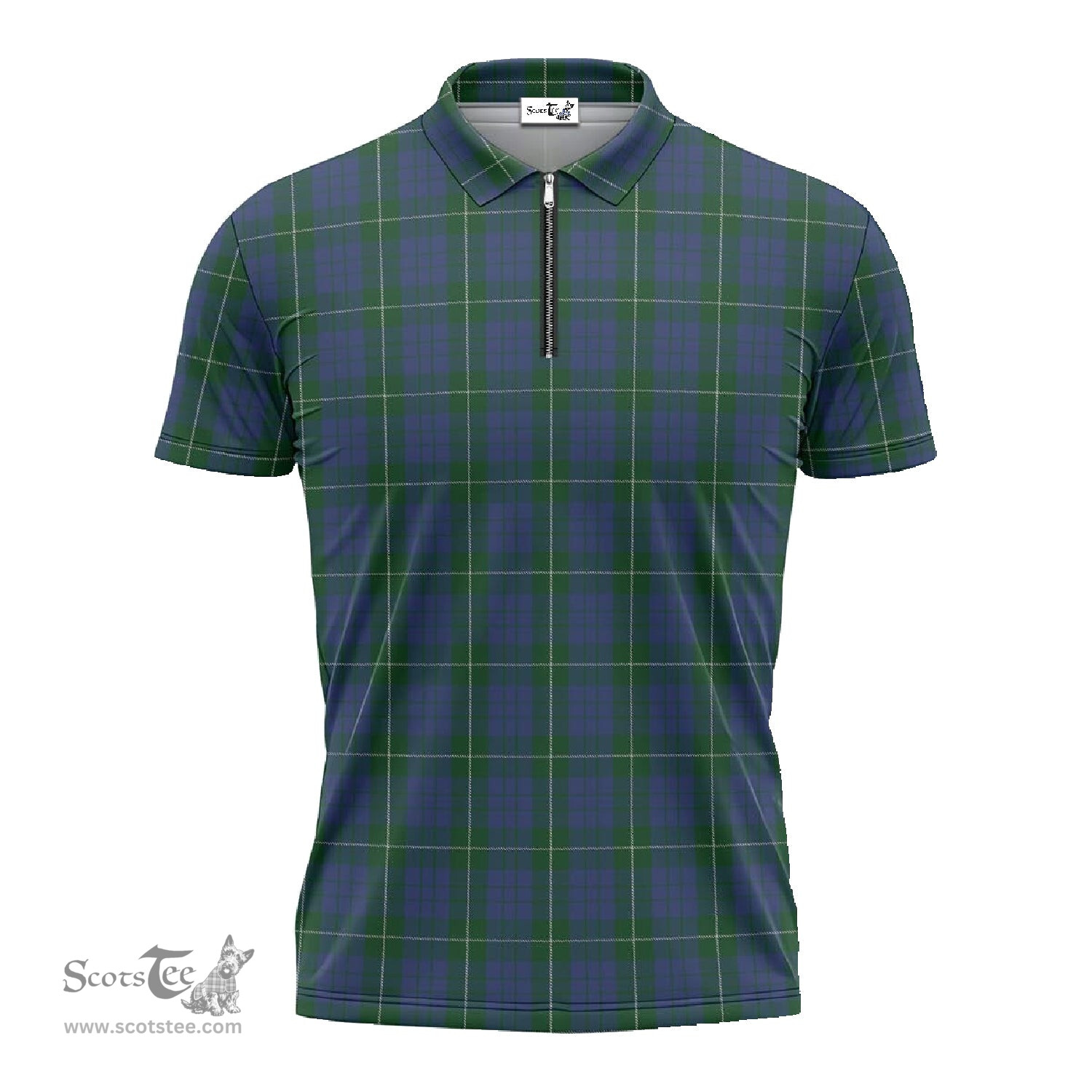 ScotsTee Shop Scottish Hamilton Hunting Clan Tartan Zipper Polo Shirt