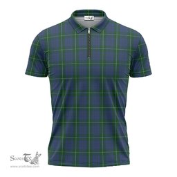 ScotsTee Shop Scottish Hamilton Hunting Clan Tartan Zipper Polo Shirt
