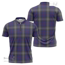 ScotsTee Shop Scottish Kinnaird Clan Tartan Zipper Polo Shirt