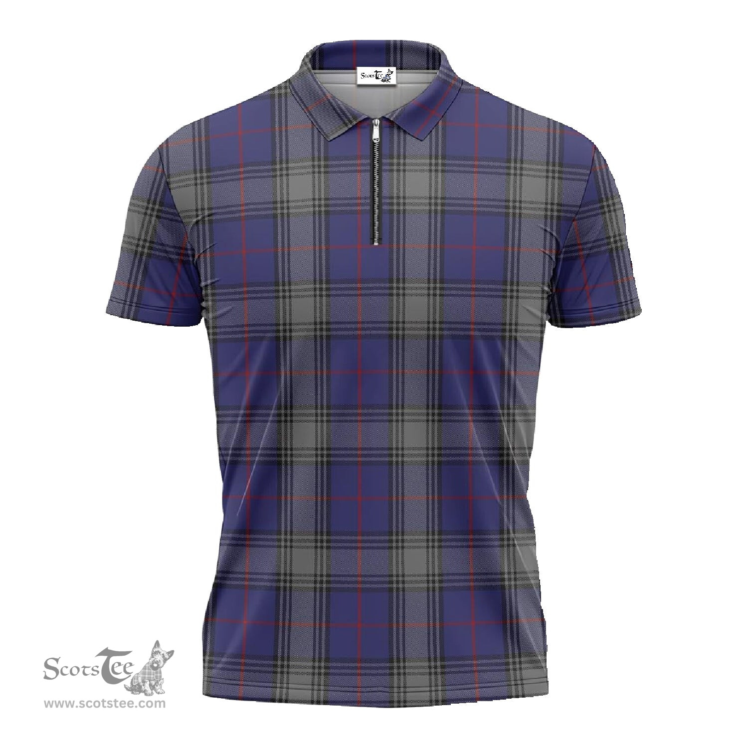 ScotsTee Shop Scottish Kinnaird Clan Tartan Zipper Polo Shirt