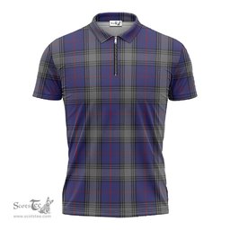 ScotsTee Shop Scottish Kinnaird Clan Tartan Zipper Polo Shirt
