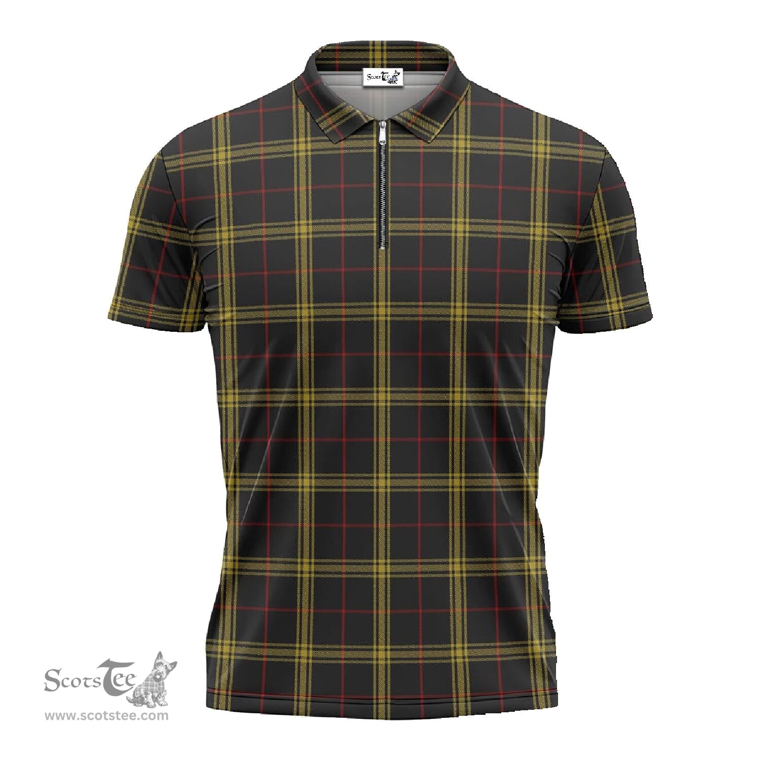 ScotsTee Shop Scottish Gwynn Clan Tartan Zipper Polo Shirt