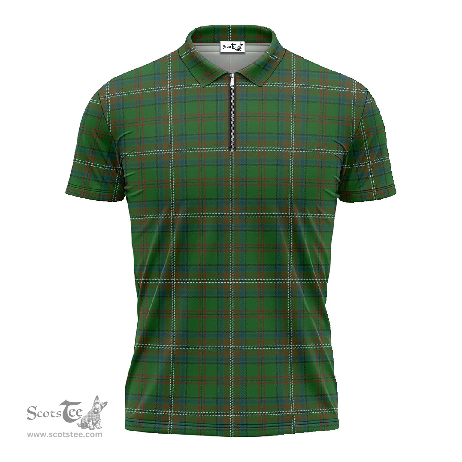 ScotsTee Shop Scottish McClure Hunting Clan Tartan Zipper Polo Shirt