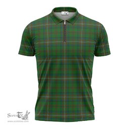 ScotsTee Shop Scottish McClure Hunting Clan Tartan Zipper Polo Shirt