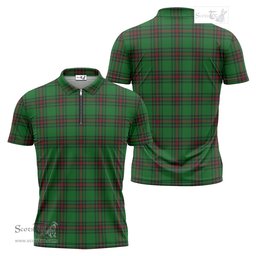ScotsTee Shop Scottish Orrock Clan Tartan Zipper Polo Shirt