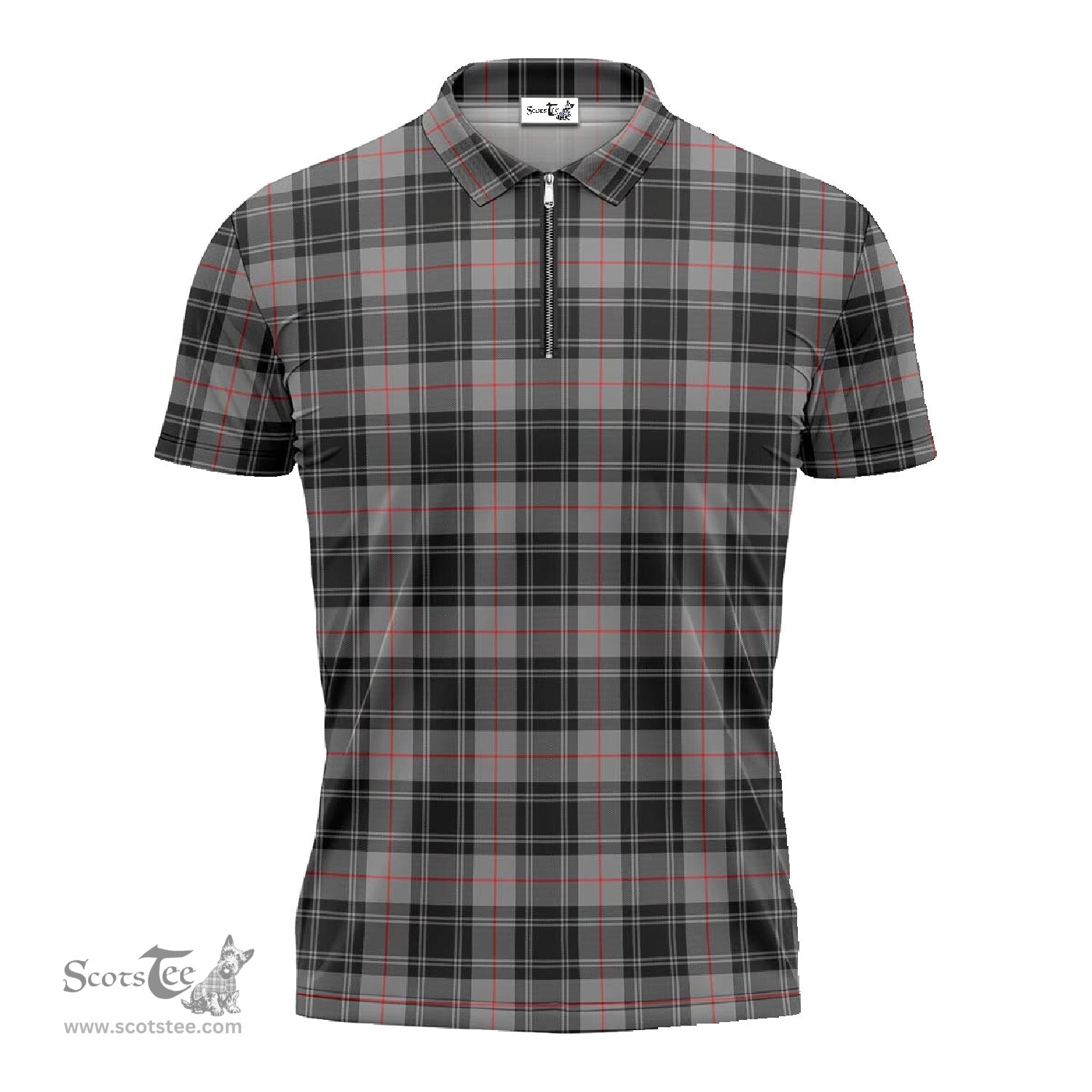 ScotsTee Shop Scottish Moffat Modern Clan Tartan Zipper Polo Shirt