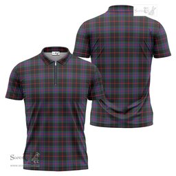 ScotsTee Shop Scottish Nairn Clan Tartan Zipper Polo Shirt