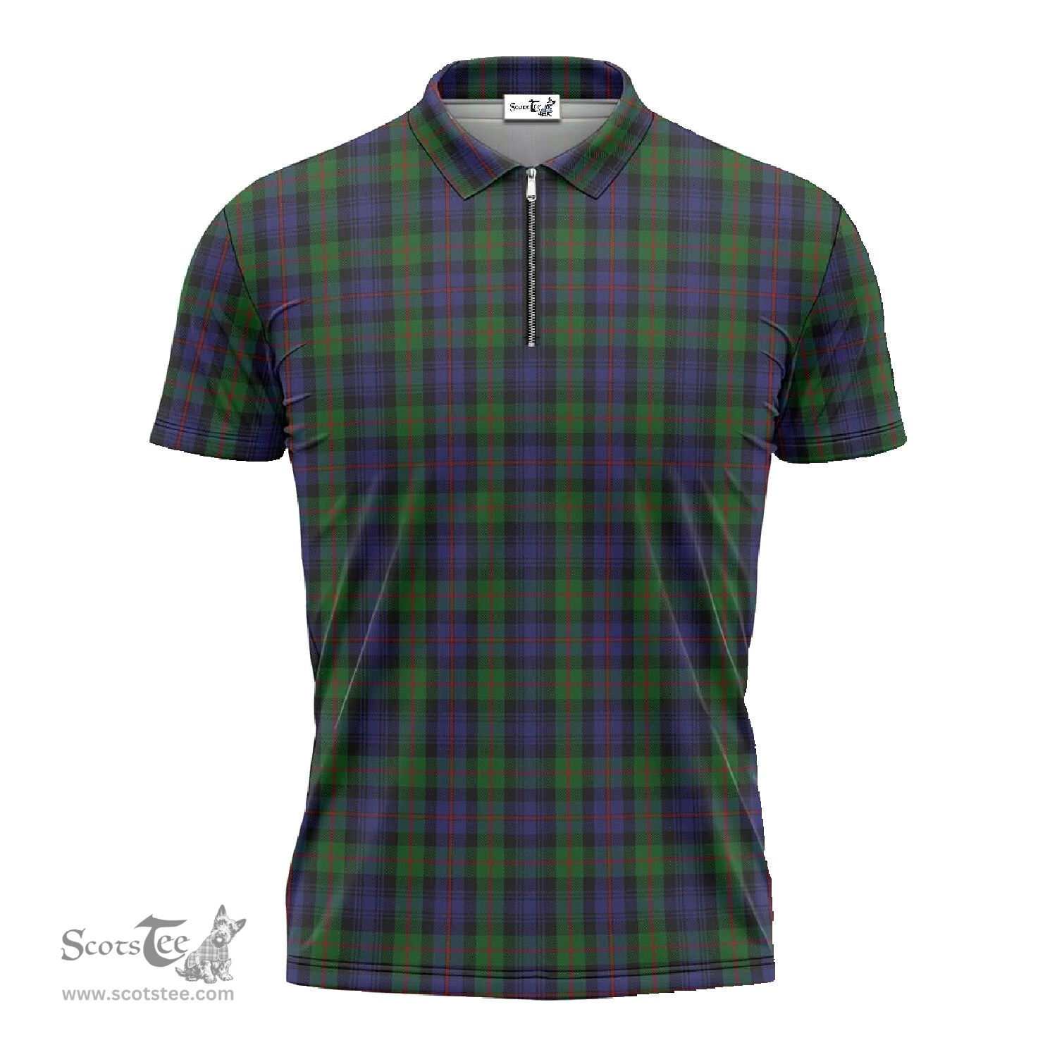 ScotsTee Shop Scottish Murray of Atholl Clan Tartan Zipper Polo Shirt