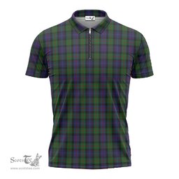 ScotsTee Shop Scottish Murray of Atholl Clan Tartan Zipper Polo Shirt