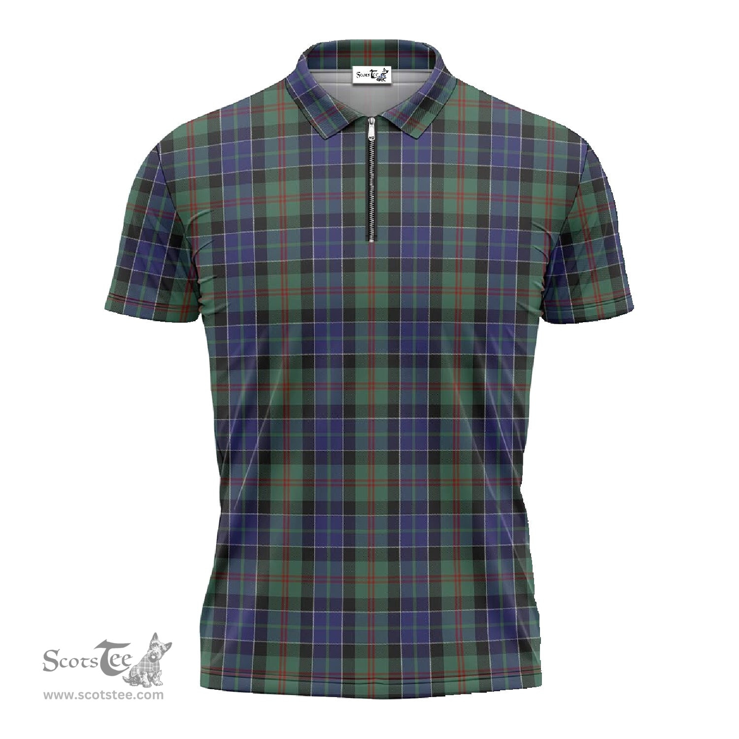 ScotsTee Shop Scottish McFadzen #02 Clan Tartan Zipper Polo Shirt
