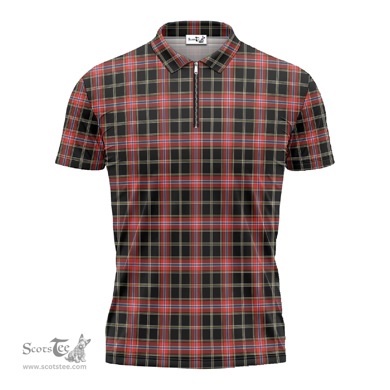 ScotsTee Shop Scottish Norwegian Night Clan Tartan Zipper Polo Shirt