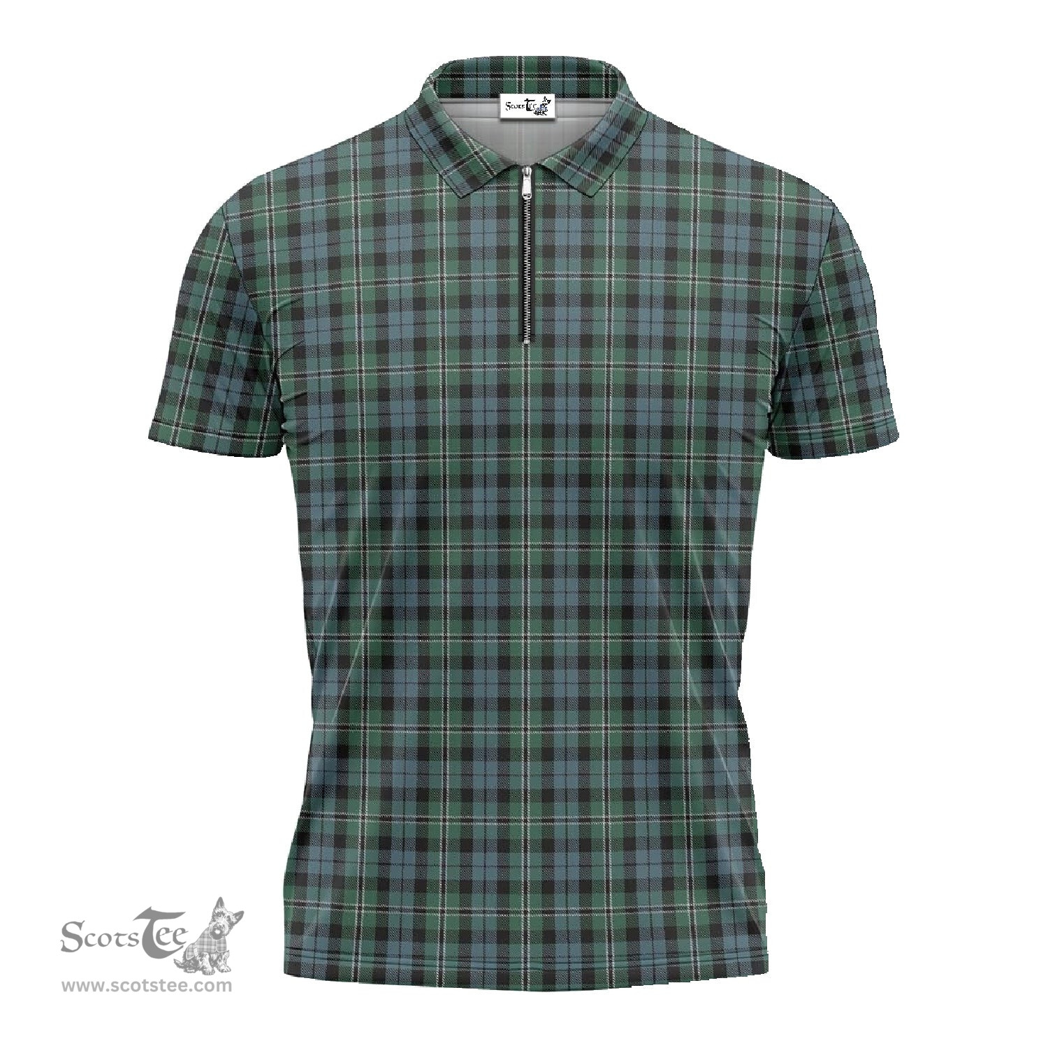 ScotsTee Shop Scottish Melville Clan Tartan Zipper Polo Shirt
