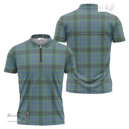 ScotsTee Shop Scottish MacInnes Ancient Clan Tartan Zipper Polo Shirt