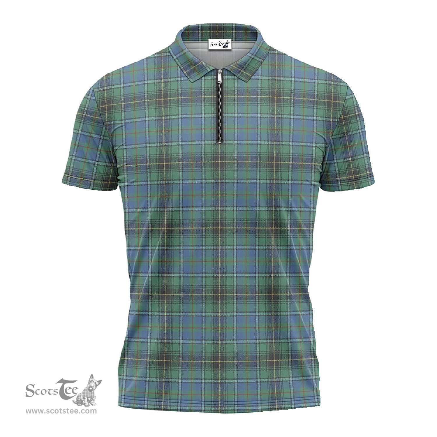 ScotsTee Shop Scottish MacInnes Ancient Clan Tartan Zipper Polo Shirt