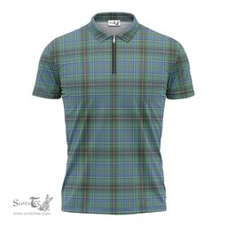 ScotsTee Shop Scottish MacInnes Ancient Clan Tartan Zipper Polo Shirt