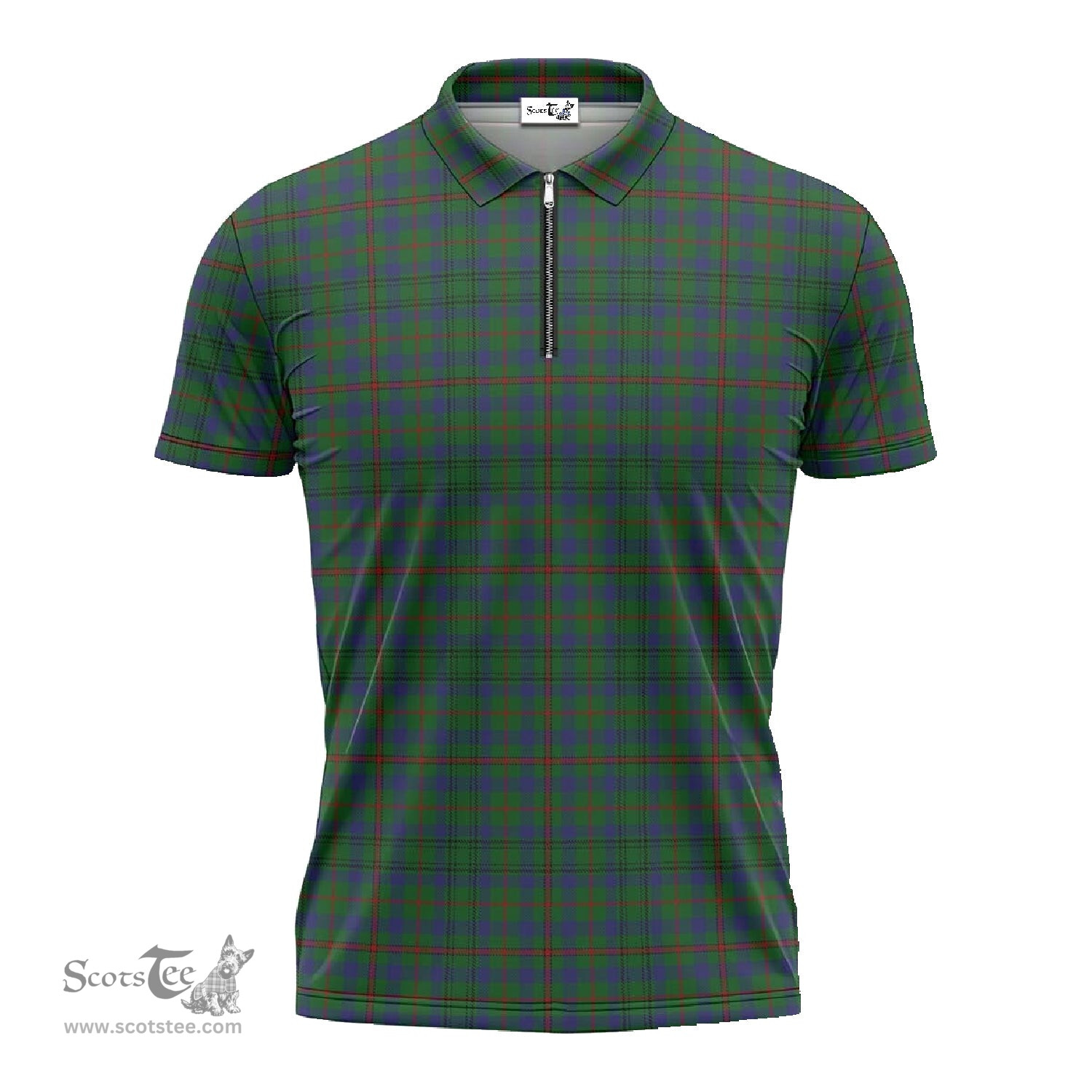 ScotsTee Shop Scottish Moncrieff of Atholl Clan Tartan Zipper Polo Shirt