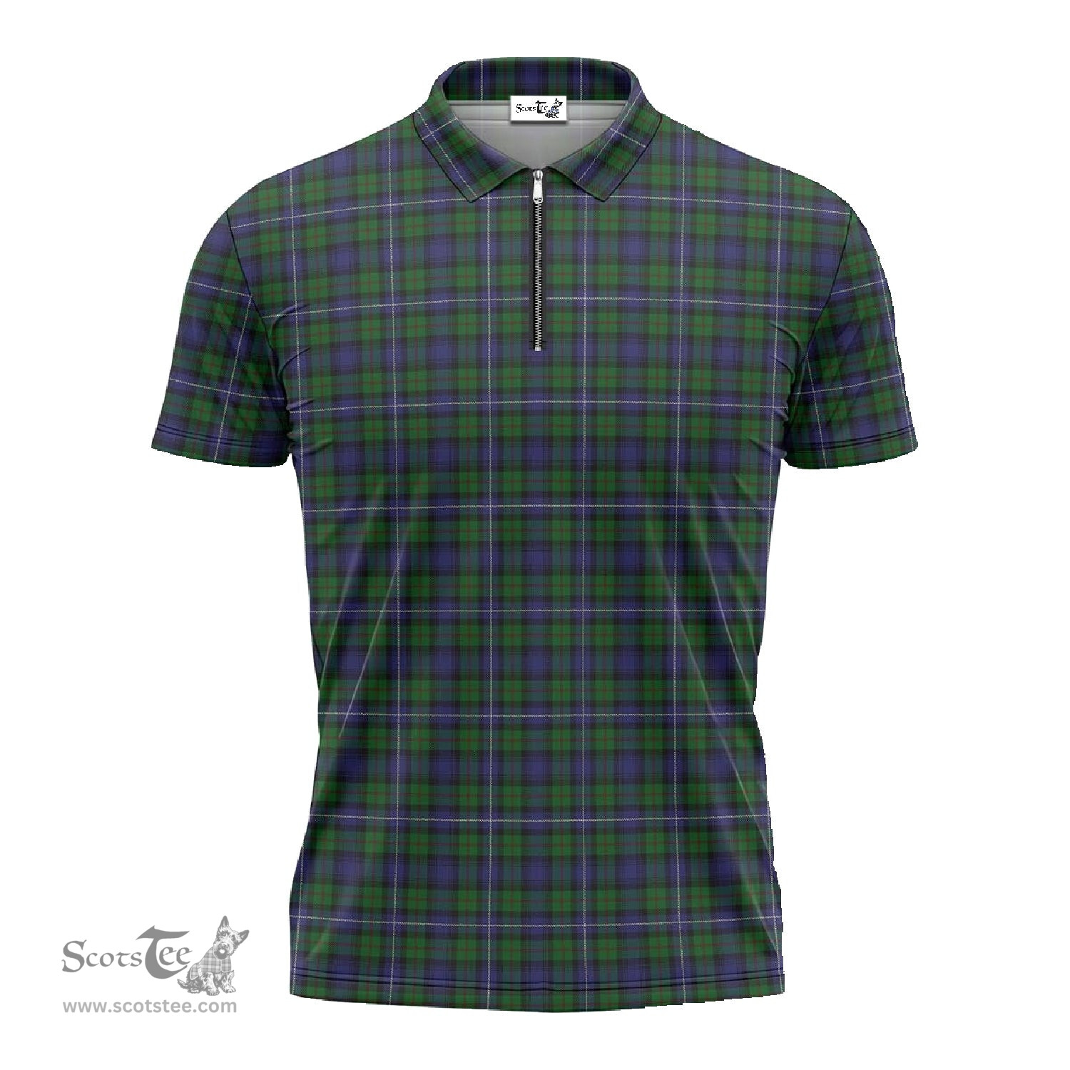 ScotsTee Shop Scottish Robertson Hunting Clan Tartan Zipper Polo Shirt