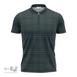 ScotsTee Shop Scottish Robertson Hunting Clan Tartan Zipper Polo Shirt