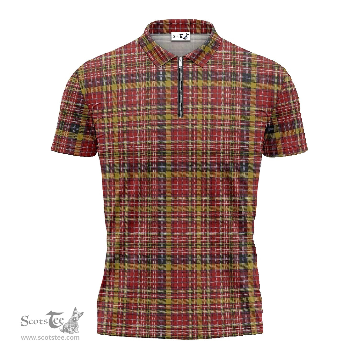 ScotsTee Shop Scottish Ogilvie (Ogilvy) of Strathallan Clan Tartan Zipper Polo Shirt