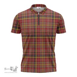 ScotsTee Shop Scottish Ogilvie (Ogilvy) of Strathallan Clan Tartan Zipper Polo Shirt