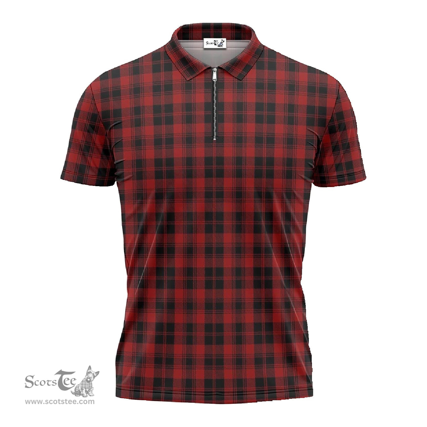 ScotsTee Shop Scottish Murray of Ochtertyre Clan Tartan Zipper Polo Shirt
