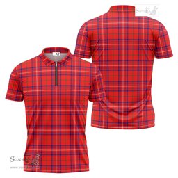 ScotsTee Shop Scottish Rose Modern Clan Tartan Zipper Polo Shirt
