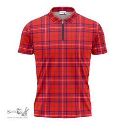 ScotsTee Shop Scottish Rose Modern Clan Tartan Zipper Polo Shirt