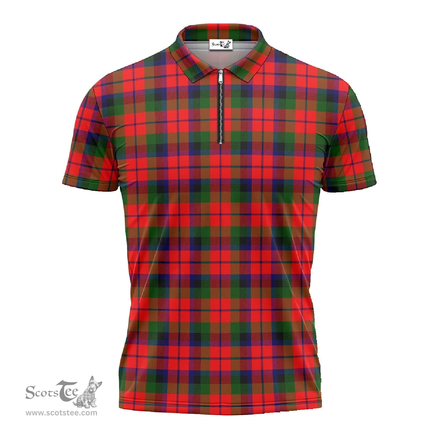 ScotsTee Shop Scottish MacNaughton Modern Clan Tartan Zipper Polo Shirt