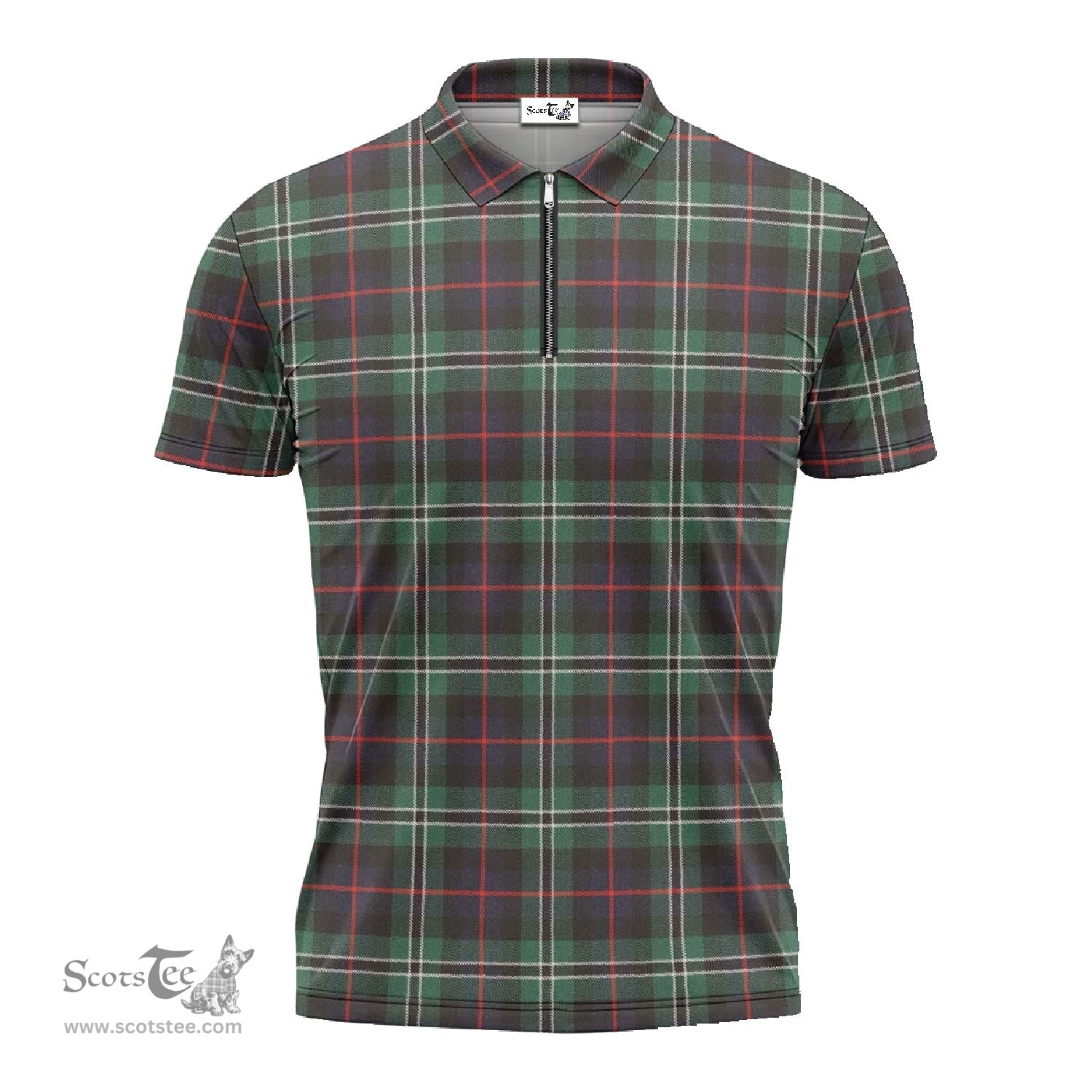 ScotsTee Shop Scottish Rollo Hunting Clan Tartan Zipper Polo Shirt