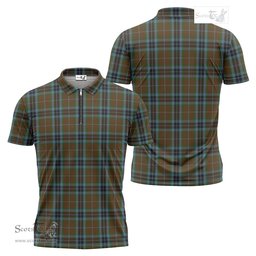 ScotsTee Shop Scottish MacTavish Hunting Clan Tartan Zipper Polo Shirt